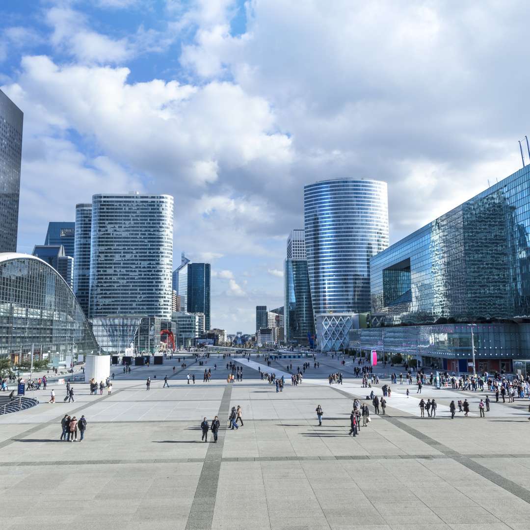 Quartier financier représentant les échanges de messages bancaires